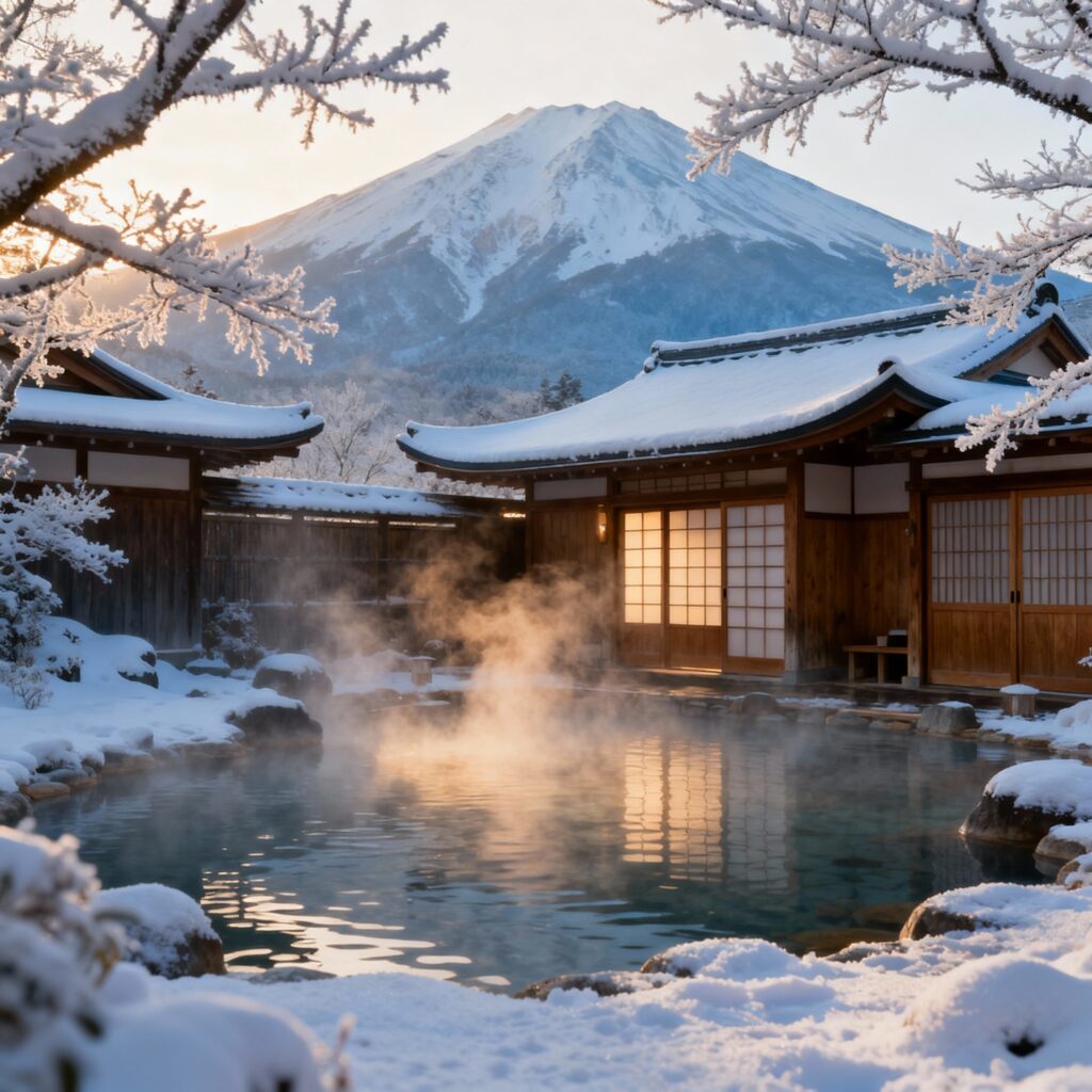 冬の日本、穏やかな癒しの旅：50歳以上のための温泉隠れ家5選